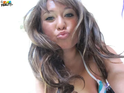 Jesse Jordan: Petite Tanned Brunette Reveals Her Natural Tits in a Bikini on the Bed – photo 11 of 17