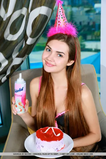 Russian Brunette Strips Off Her Lingerie on Birthday and Spreads Her Pussy