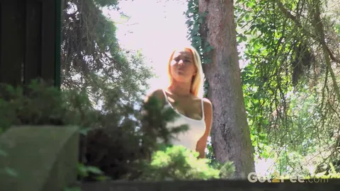 Nikky Dream: Tall Blonde in a Skirt Spreads in the Forest – photo 1 of 15