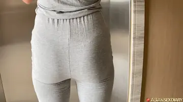 Asian Woman Gets Fucked Doggy Style and Kisses Her Partner