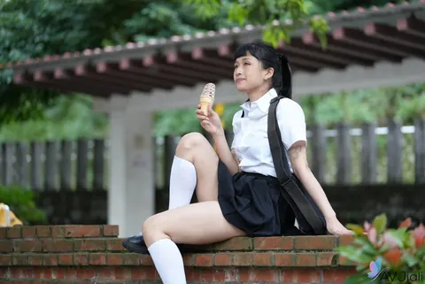 Slim Chinese Babe in Uniform Socks Sucks and Fucks on the Sofa – photo 20 of 20