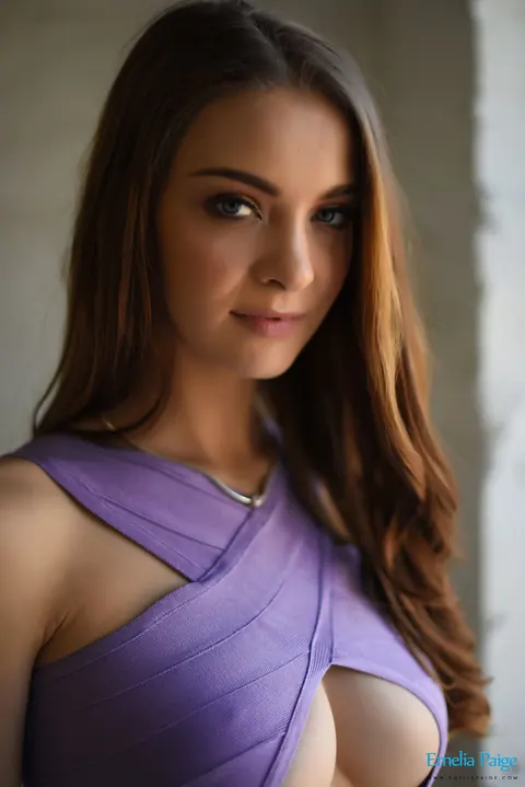 Emelia Paige: Brunette with Enhanced Tits Strips Out of Her Dress and Thong – photo 7 of 16