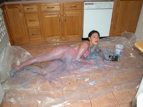 Asian Woman Spreads Her Pussy on the Kitchen Counter – photo 20 of 21