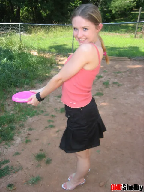 Amateur Woman in a Skirt Flashes Her Panties Outdoors – photo 12 of 12