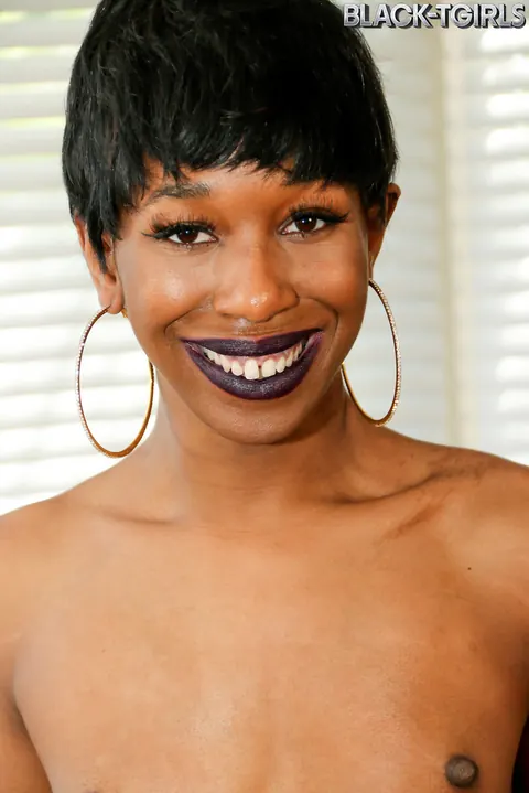 Ebony Trans Woman Undresses and Shows Her Cock and Breasts – photo 16 of 16