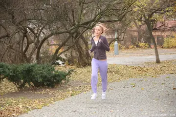 Blonde European Rides Cowgirl and Takes a Creampie Outdoors