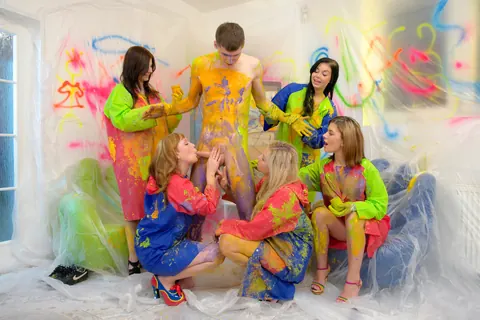 Victoria Blaze: Czech Blonde, Brunette, and Redhead Share a Man in Reverse Gangbang – photo 7 of 15