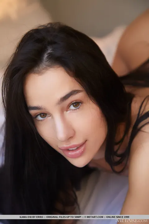 Kama Oxi: Brunette Strips Off Her Lingerie to Show Her Shaved Pussy – photo 5 of 18