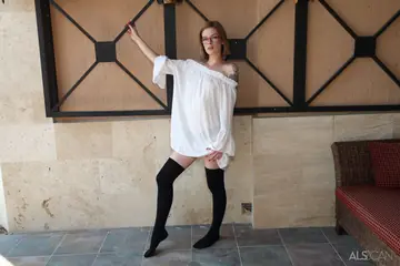 Tattooed Slim Blonde Removes Her Socks for Lesbian Play