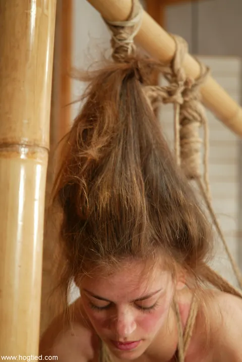 Skinny Brunette Endures Rope Bondage and Spreads – photo 2 of 20