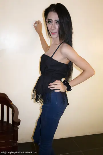 Slim Asian Trans Woman Takes Bareback Anal Creampie