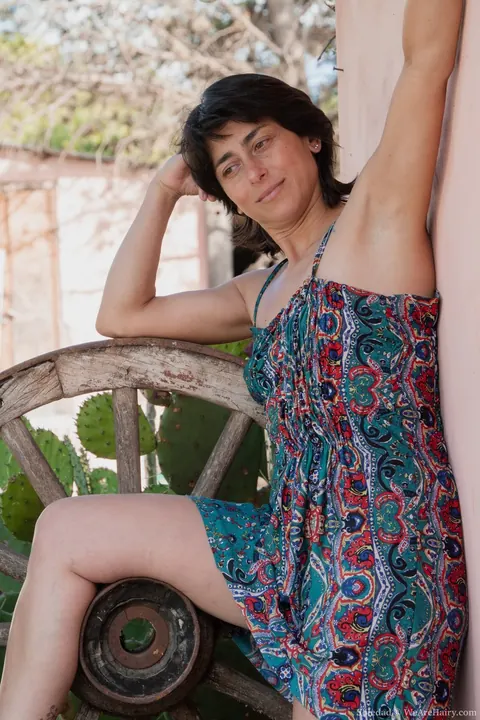 Soledad: Slim Mature Latina Spreads Hairy Pussy Outdoors in a Thong – photo 2 of 20