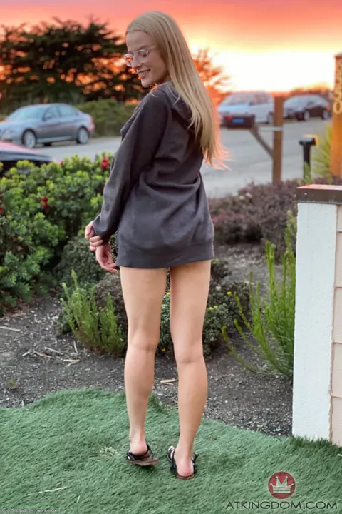 Paris White: Petite Amateur Blonde Strips Out of Her Panties Outdoors – photo 10 of 21
