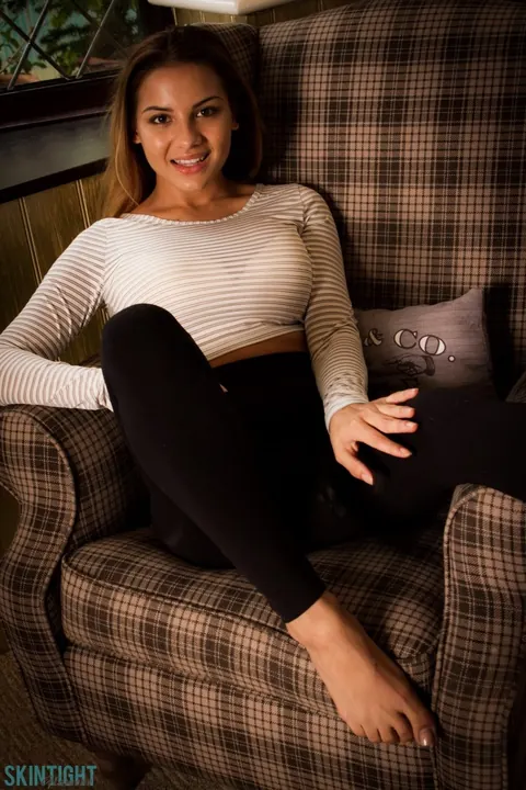 Lacey Banghard: British Babe with Big Tits Strips Out of Her Panties – photo 5 of 12