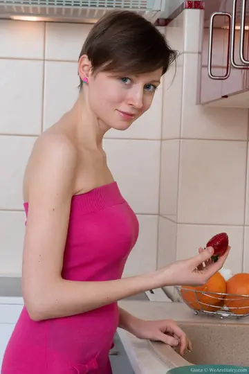 Petite Russian Brunette Undresses to Show Her Hairy Pussy