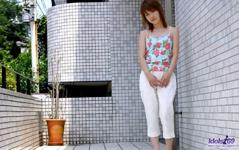Japanese Redhead Shows Hairy Muff Outdoors in Panties and Heels – photo 1 of 16