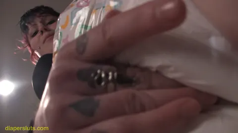 Thick Redhead Removes Diaper for Pee Play and Lesbian Sex in the Kitchen – photo 2 of 16