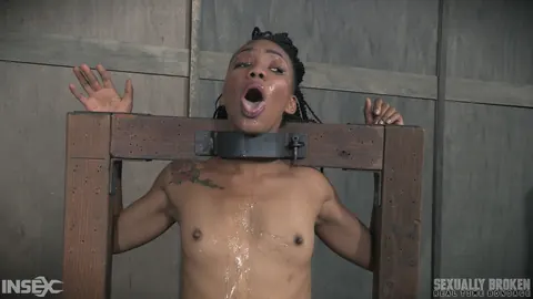 Nikki Darling: Skinny Ebony Deepthroats in Bondage and Takes a Facial – photo 14 of 15