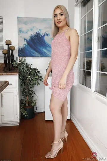 Latina Blonde with Small Natural Tits Poses Nude and Shows Her Tattoo