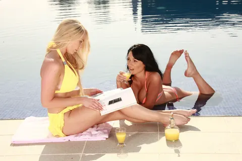 Nicole Smith: Busty Blonde and Brunette MILFs Finger and Lick by the Pool – photo 1 of 21