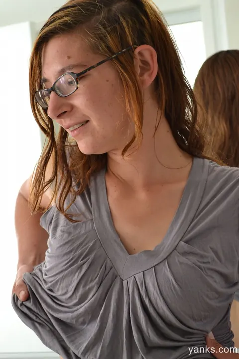 Sylvie Lavine: Slim Brunette in Glasses Masturbates with a Dildo – photo 3 of 16