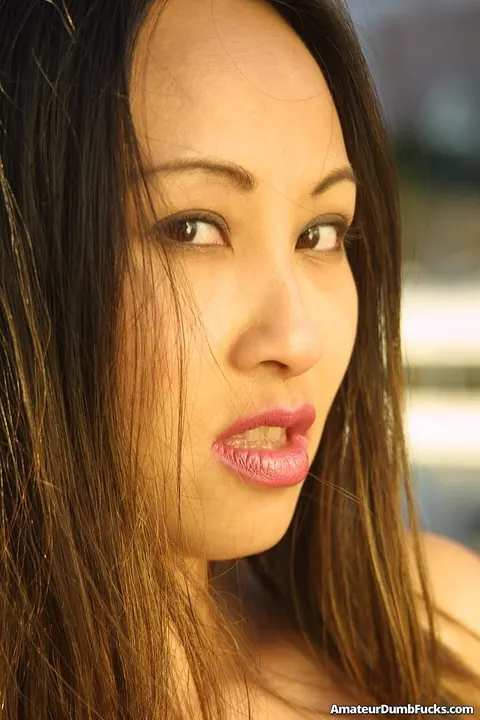 Lisa Linn: Asian Brunette Fingers Her Hairy Pussy Outdoors in Stockings – photo 17 of 21