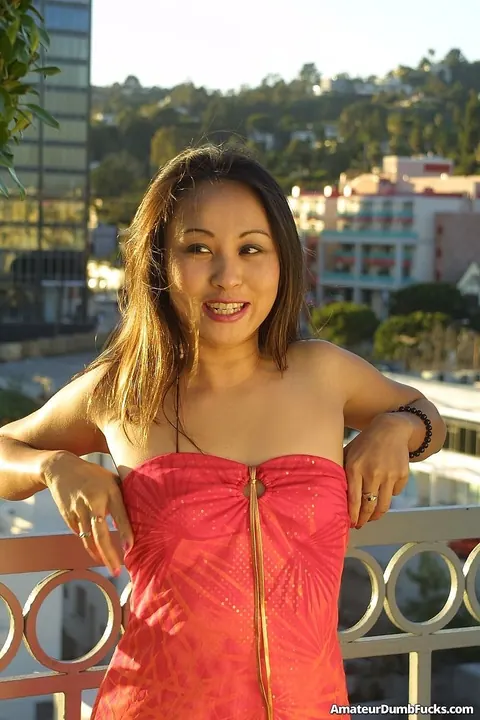 Lisa Linn: Asian Brunette Fingers Her Hairy Pussy Outdoors in Stockings – photo 21 of 21