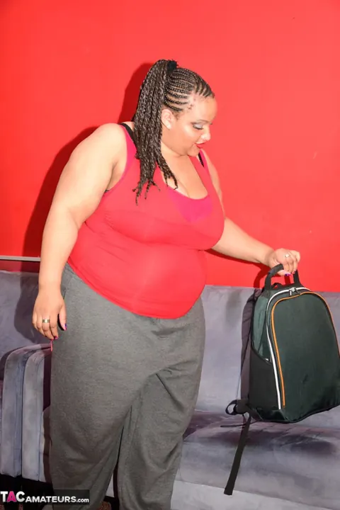 Mature Ebony BBW Strips to Thong and Shows Off Her Body – photo 1 of 20
