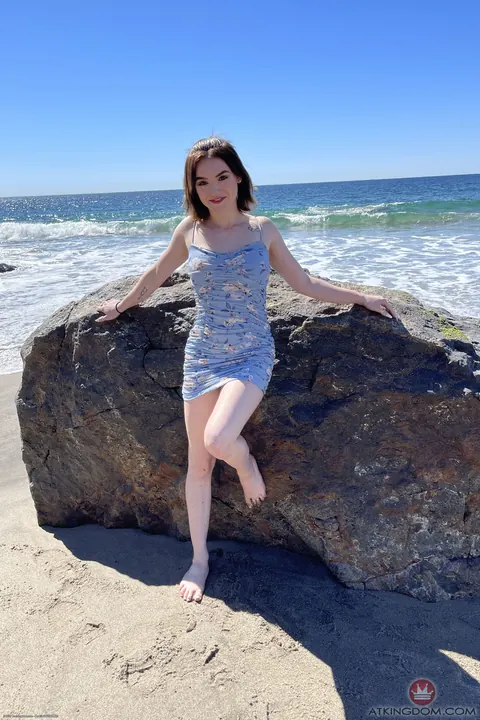 Gracie Gates: Petite Busty Brunette Strips Out of Her Bikini in the Bedroom – photo 14 of 21