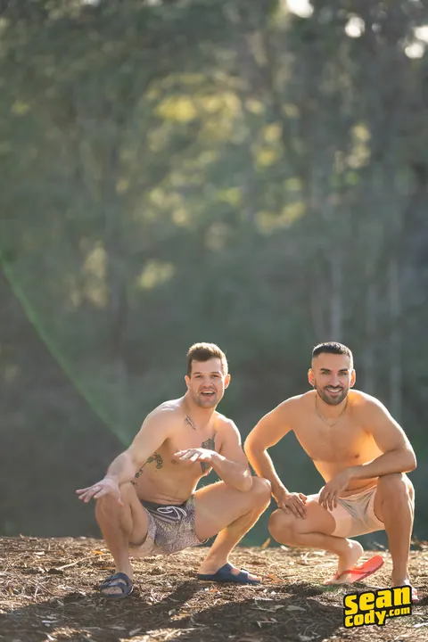 Two Men Strip Nude and Stand Fully Exposed Outdoors – photo 8 of 16