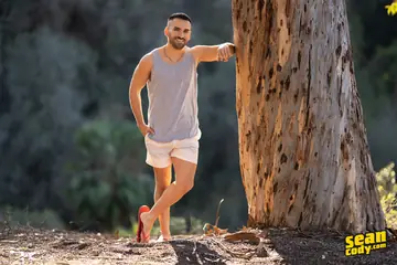 Two Men Strip Nude and Stand Fully Exposed Outdoors