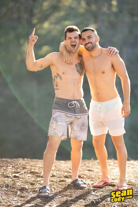 Two Men Strip Nude and Stand Fully Exposed Outdoors – photo 9 of 16