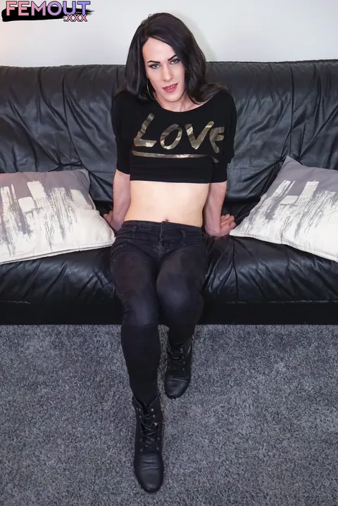 Trans Woman in Panties Strips Nude and Poses Front and Back – photo 2 of 16