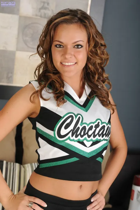 Aila Donovan: Curly Brunette Strips Out of Her Uniform and Spreads Wide – photo 2 of 21