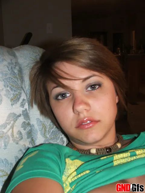 Short-Haired Amateur Shows Her Big Natural Tits in Selfies – photo 8 of 12