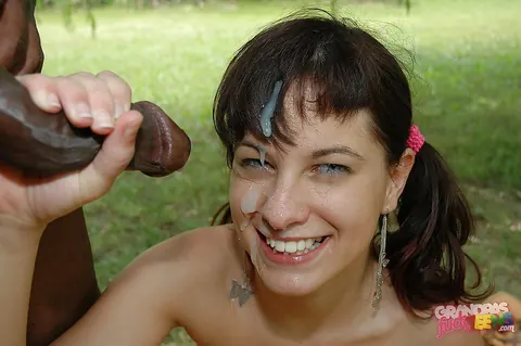 Busty Brunette Strokes and Takes Anal Outdoors for a Facial – photo 16 of 16