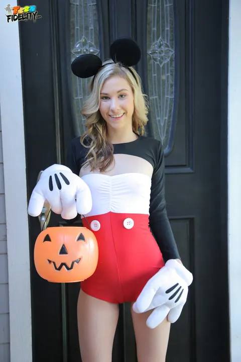 Tysen Rich: Skinny Blonde Poses in a Halloween Costume Outdoors – photo 11 of 16