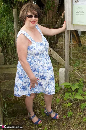 Busty British MILF Strips Out of Her Skirt at a Church