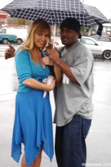 Blonde MILF Gets Oiled and Fucked Interracial in a Skirt