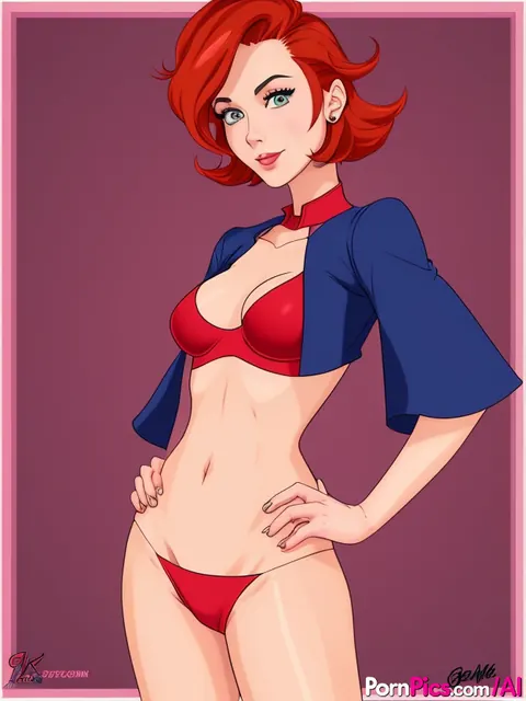 AI-Generated Redhead with Big Tits Poses and Spreads Outdoors – photo 2 of 10
