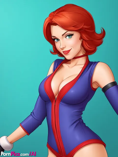 AI-Generated Redhead with Big Tits Poses and Spreads Outdoors – photo 5 of 10