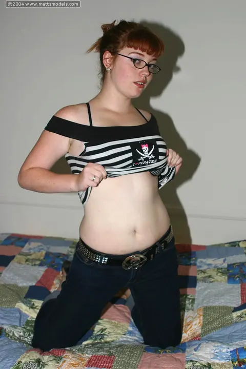 Redhead BBW Removes Glasses and Shows Her Big Tits – photo 4 of 16