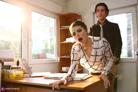 Manon Martin: Tattooed French Brunette Takes Deep Anal in the Office – photo 3 of 15