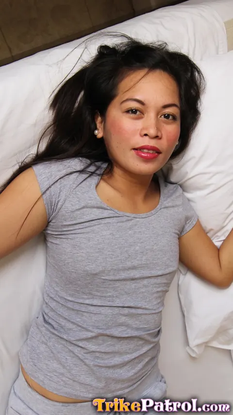 Asian Brunette with Small Tits Spreads Her Hairy Pussy – photo 2 of 15