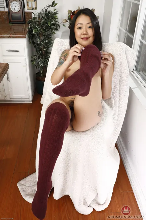 Saya Song: Petite Asian Babe Undresses and Rubs Her Hairy Pussy – photo 15 of 21