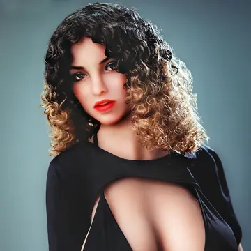 Curly-Haired Trans Woman with Big Tits Poses Nude