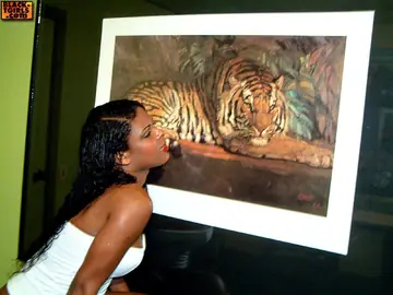 Ebony Trans Woman Stands Nude and Displays Her Cock in Posed Shots