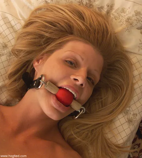 Sharon E: Blonde with Enhanced Tits Restrained, Fingered and Fucked with a Dildo – photo 19 of 20