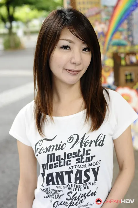 Japanese Brunette Flashes Chest and Shows Her Legs Outdoors – photo 15 of 15