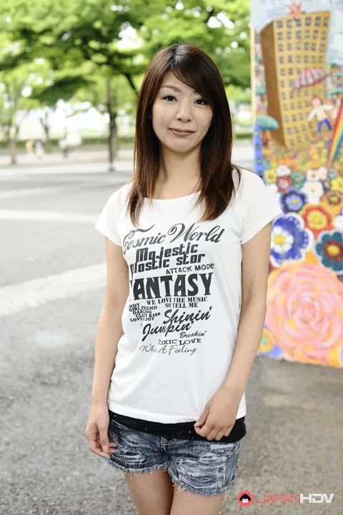 Japanese Brunette Flashes Chest and Shows Her Legs Outdoors – photo 10 of 15